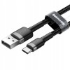 Cablu Baseus Cafule USB-A la USB Tip C, 3A, 1m lungime, cu invelis textil - Negru cu gri CATKLF-BG1