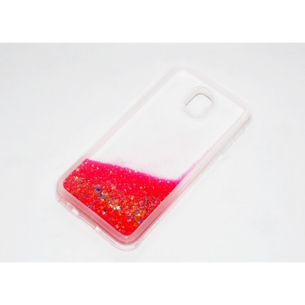 Husa de silicon  cu sclipici lichid si stelute pentru Samsung J330 Galaxy J3 (2017) rosie