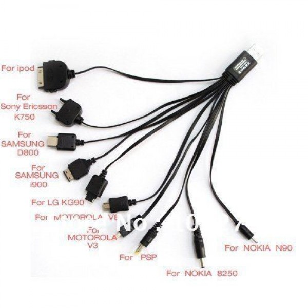 Cablu alimentare USB cu 10 conectori diferiti