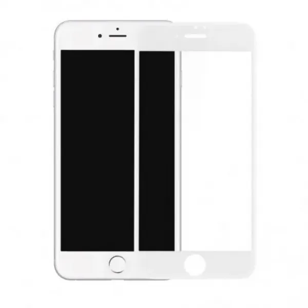 Folie de protectie display din sticla si fibra de carbon Full Face pentru Apple iPhone 7 Plus / 8 Plus, alba