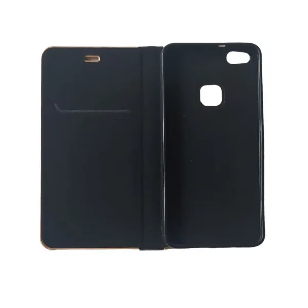 Husa flip Vennus Soft Flexy Magnet stand neagra cu rama pentru Huawei P10 Lite