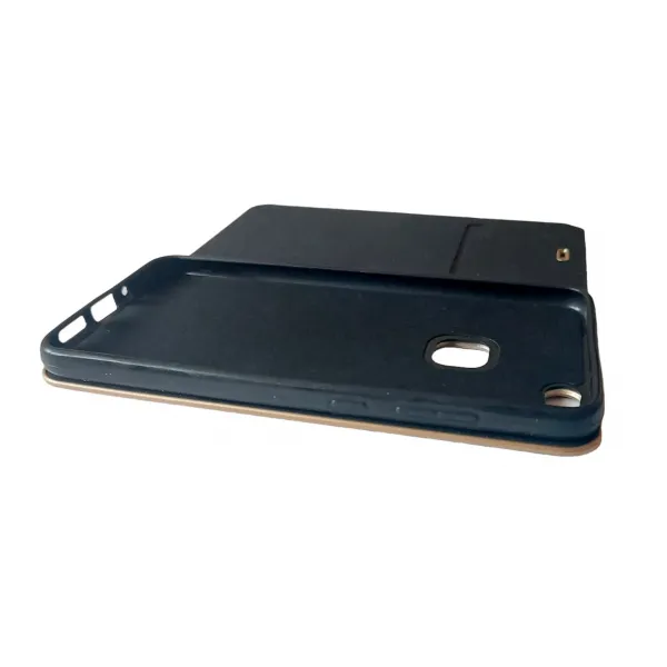 Husa flip Vennus Soft Flexy Magnet stand neagra cu rama pentru Huawei P10 Lite