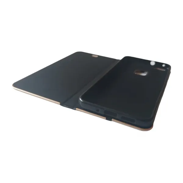 Husa flip Vennus Soft Flexy Magnet stand neagra cu rama pentru Huawei P10 Lite