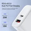 Incarcator retea Dux Ducis C70 - 220V la USB-A si USB Tip C - PD 20W QC 3.0 18W 2A alb