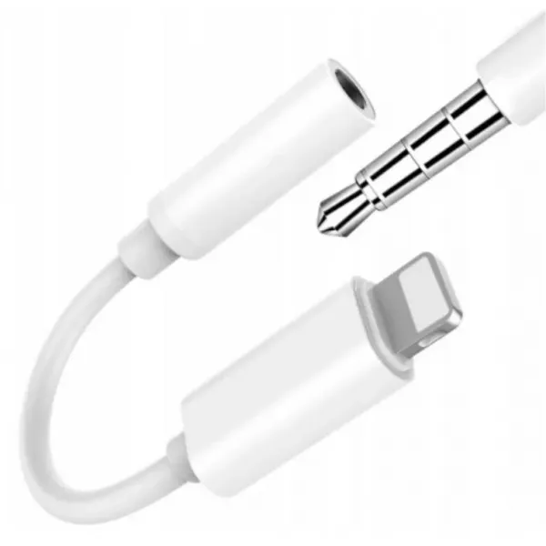 Adaptor casti compatibil iPhone Lightning la jack audio 3.5mm alb