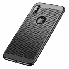 Husa policarbonat perforata pentru iPhone 7 neagra