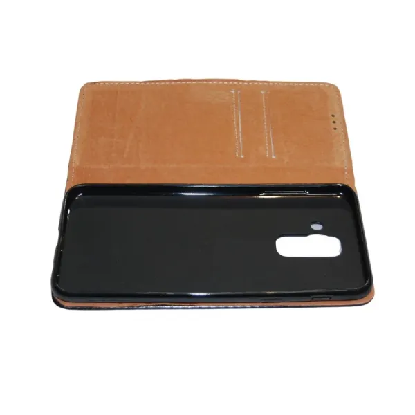 Husa flip Diary Flexy piele naturala neagra pentru SAMSUNG A605 GALAXY A6 PLUS (2018)