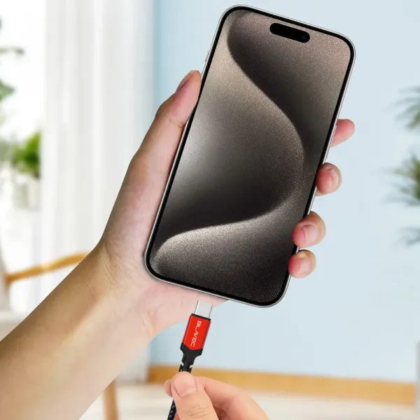 Cablu USB Type C la Type C Blavec Raptor cu invelis textil PD 100W 5A 2 metri (CRA-CC5BR20) negru cu rosu