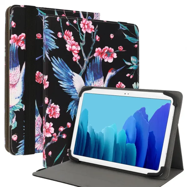 Husa universala tableta 10 inch Wonder, model cu barza si flori