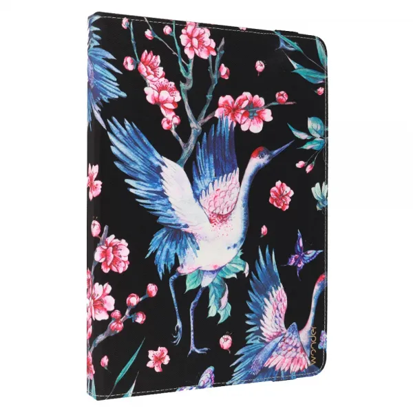 Husa universala tableta 10 inch Wonder, model cu barza si flori