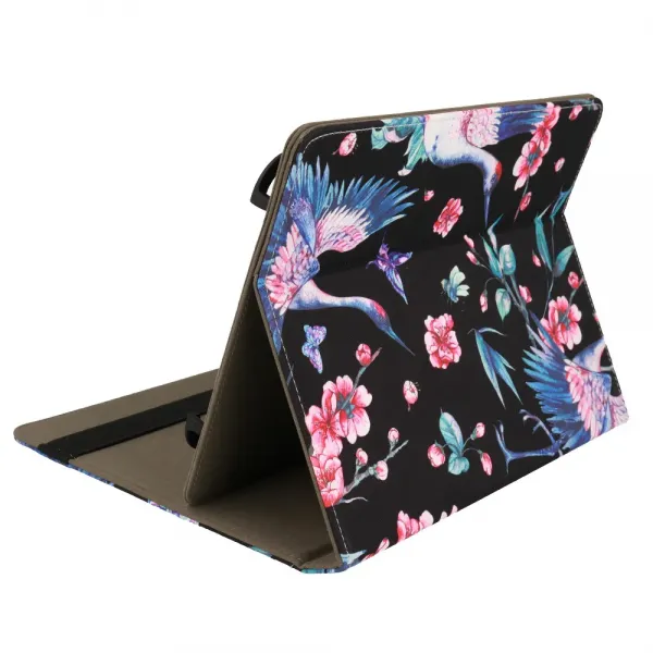 Husa universala tableta 10 inch Wonder, model cu barza si flori