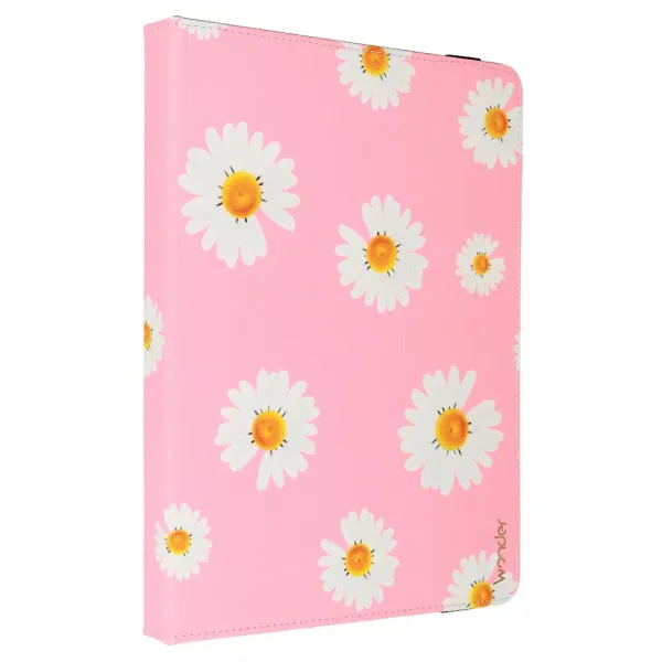 Husa universala tableta 10 inch Wonder, model roz cu margarete