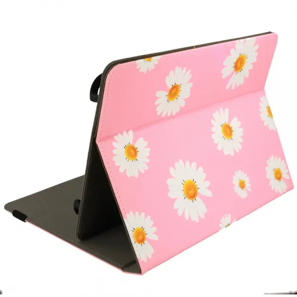 Husa universala tableta 10 inch Wonder, model roz cu margarete