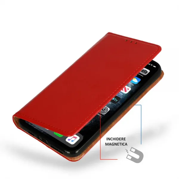 Husa flip Diary Flexy piele naturala rosie pentru Samsung Galaxy A34 5G