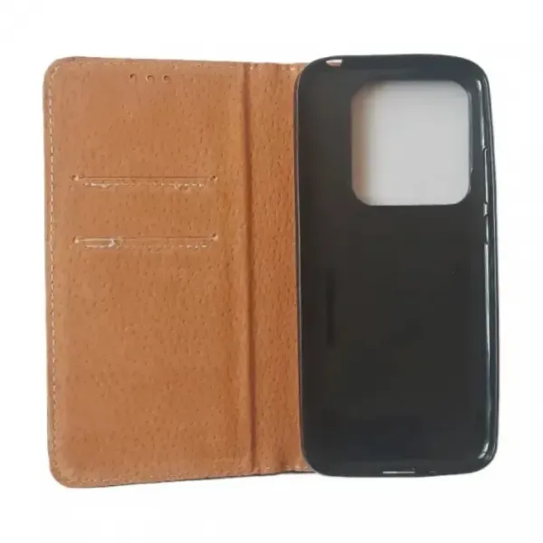 Husa flip Diary Flexy piele naturala neagra pentru Xiaomi 14