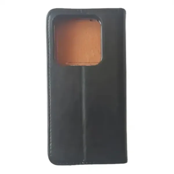 Husa flip Diary Flexy piele naturala neagra pentru Xiaomi 14