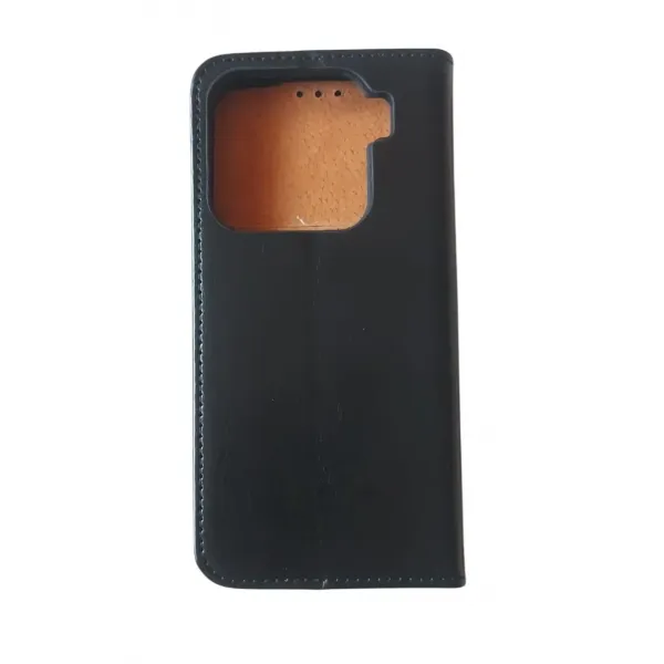 usa flip Diary Flexy piele naturala neagra pentru Xiaomi 15 5G