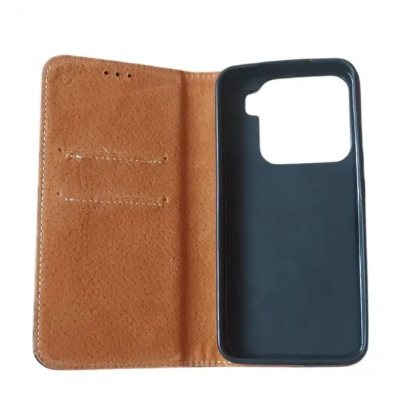 usa flip Diary Flexy piele naturala neagra pentru Xiaomi 15 5G