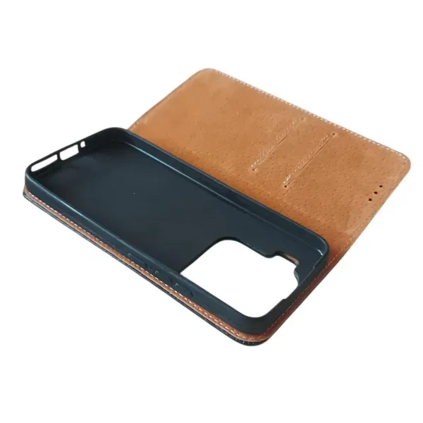 usa flip Diary Flexy piele naturala neagra pentru Xiaomi 15 5G