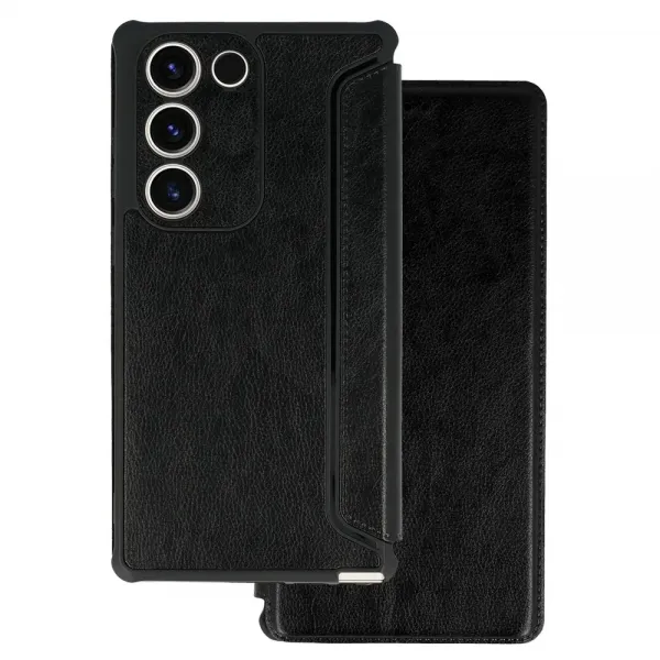 Husa flip Razor Flexy piele ecologica neagra pentru Samsung Galaxy S21 FE