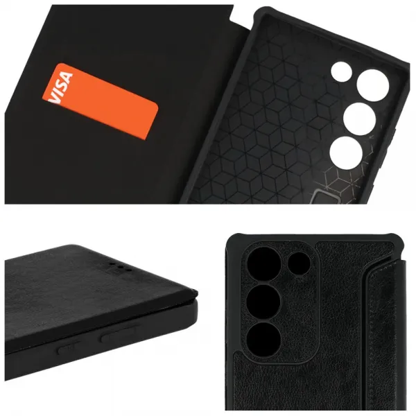 Husa flip Razor Flexy piele ecologica neagra pentru Samsung Galaxy S21 FE