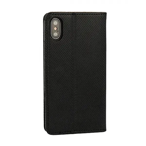 Husa Smart Book Magnet Flexy piele ecologica neagra pentru iPhone XR