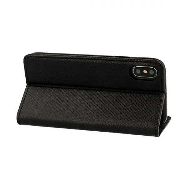 Husa Smart Book Magnet Flexy piele ecologica neagra pentru iPhone XR