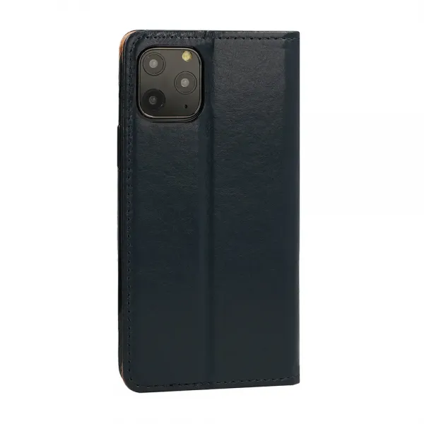 Husa flip Diary Flexy piele naturala bleumarin pentru iPhone 13 PRO