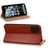 Husa flip Diary Flexy piele naturala maro pentru iPhone 14
