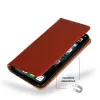 Husa flip Diary Flexy piele naturala maro pentru iPhone 14