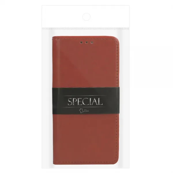 Husa flip Diary Flexy piele naturala maro pentru iPhone 14