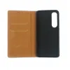 Husa flip Diary Flexy piele naturala neagra pentru Samsung Galaxy S25 Edge