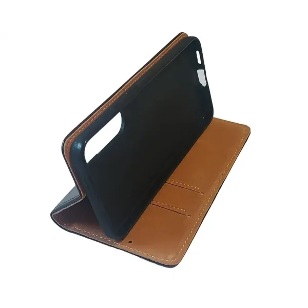Husa flip Diary Flexy piele naturala neagra pentru Samsung Galaxy S25 Edge