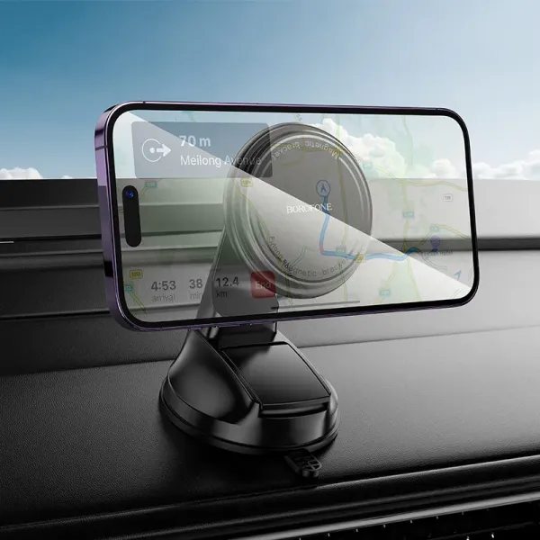 Suport auto magnetic Borofone BH136 pentru bord, negru
