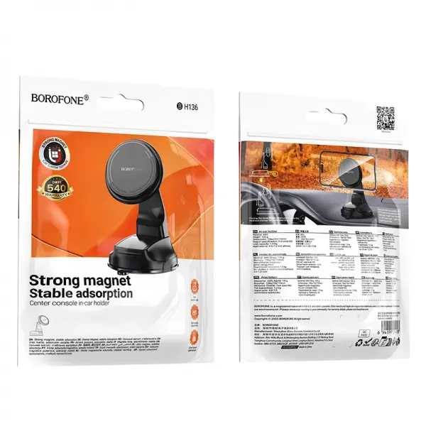 Suport auto magnetic Borofone BH136 pentru bord, negru