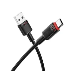 Cablu de date si incarcare premium Borofone BX110 Beneficio, USB-A la USB-C, 3A, lungime 1m, negru
