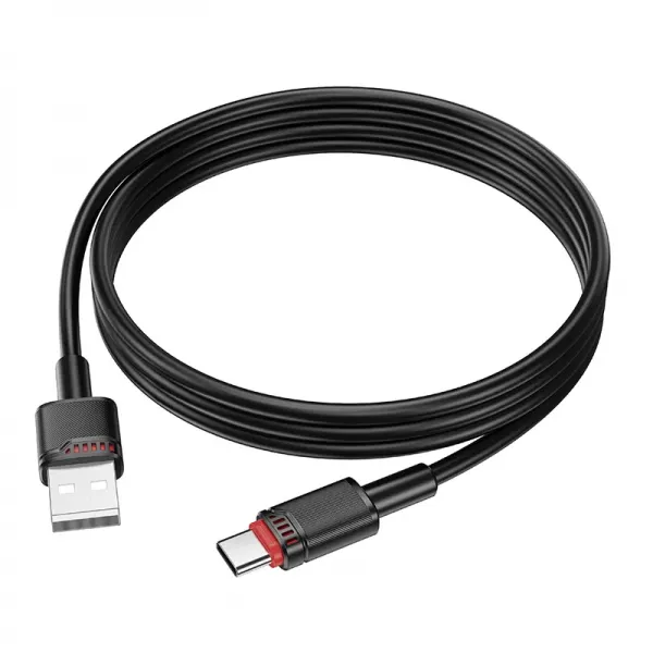 Cablu de date si incarcare premium Borofone BX110 Beneficio, USB-A la USB-C, 3A, lungime 1m, negru