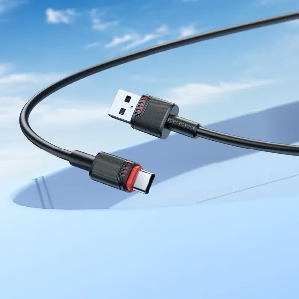 Cablu de date si incarcare premium Borofone BX110 Beneficio, USB-A la USB-C, 3A, lungime 1m, negru