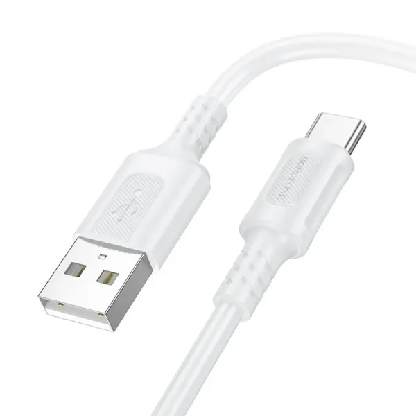 Cablu de date si incarcare premium Borofone BX111 Feliz, USB-A la USB-C, 3A, lungime 1m, alb