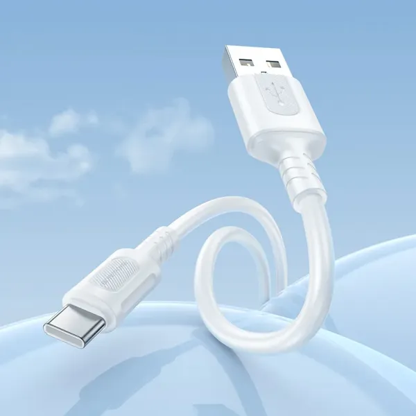 Cablu de date si incarcare premium Borofone BX111 Feliz, USB-A la USB-C, 3A, lungime 1m, alb