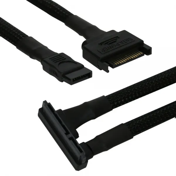 Cablu Nanoxia SATA3 combo, 45 cm, angled, negru